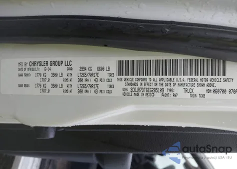 2014 Ram 1500 Tradesman from USA, damaged, VIN 3C6JR7DT6EG285109